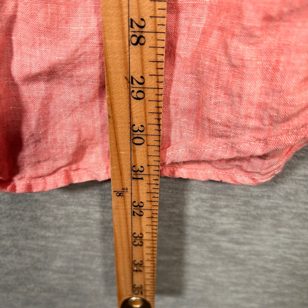 LL Bean Linen Shirt Mens M Tall Pink Long Sleeve Slightly Fitted Spring Summer - Picture 5 of 8
